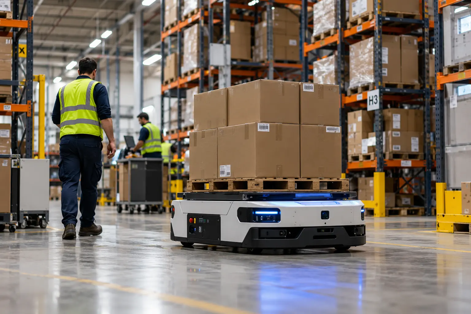 Physical AI enterprise 2026 warehouse robot navigating alongside human workers